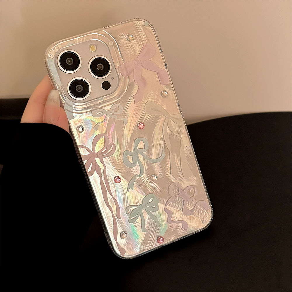 Phone Accessories Quotes - 컬러풀한 리본 다이아몬드 스티커 아이폰 17