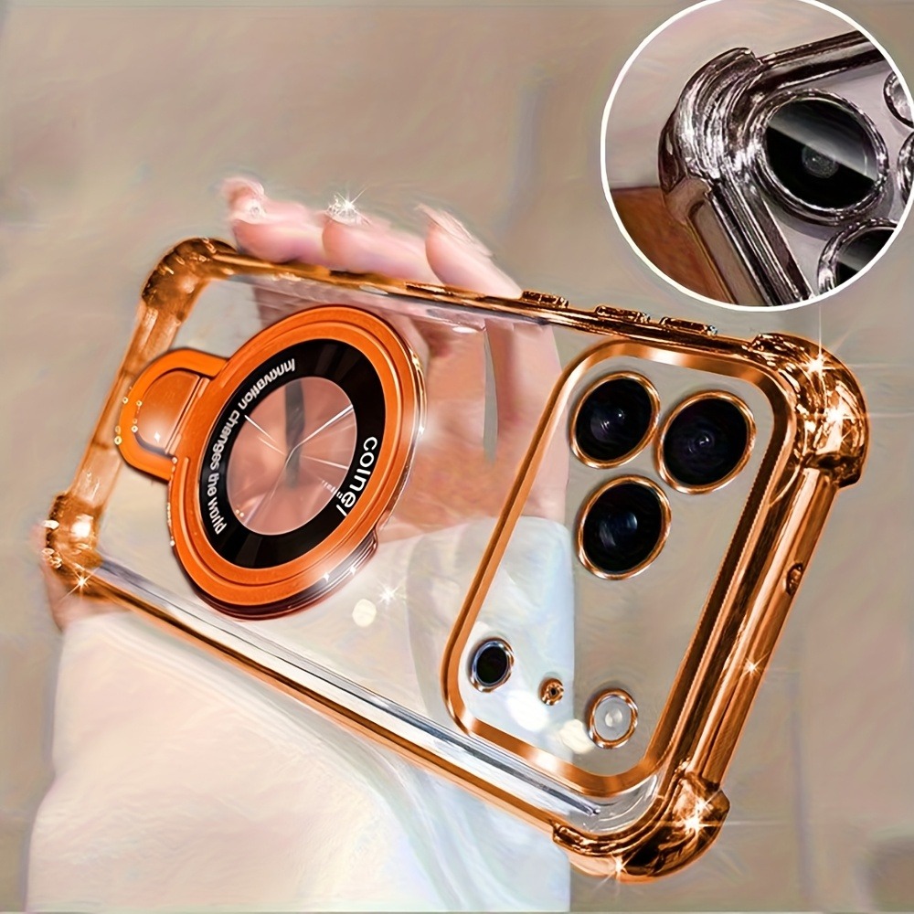 Phone Kickstand Ring - 고급 투명 도금 폰 케이스 (아이폰