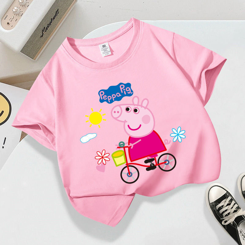 Phone Accessories On Top - Peppas Pig 시리즈 티셔츠 반팔 여름