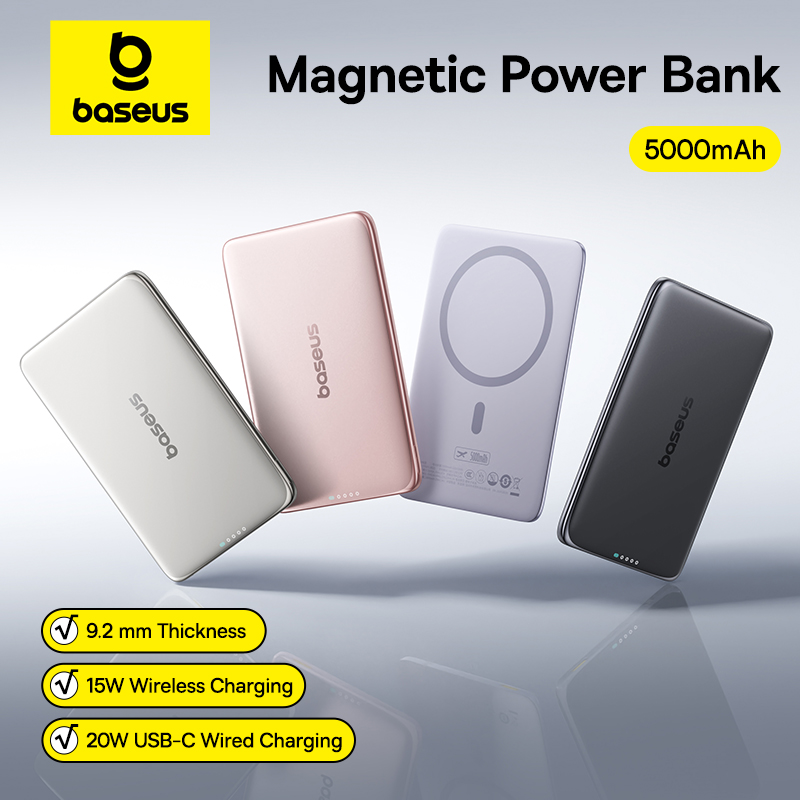 Power Bank Slim - 베이스어스 5000mAh 마그네틱 파워뱅크 15W 무선