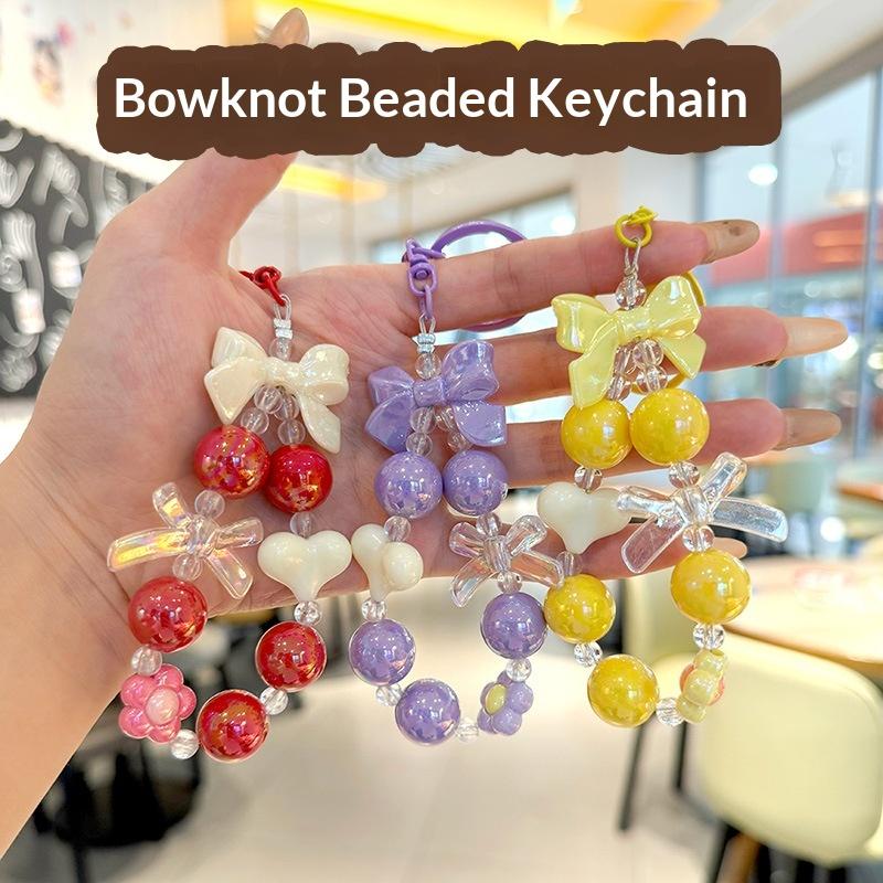 새로운 캔디 컬러 하트 리본 비즈 폰 체인 1개 귀여운 - Phone Accessories For Teens 리뷰 및 가격