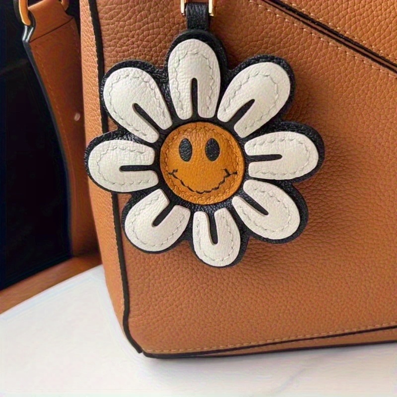 해바라기 모양의 즐거운 얼굴 꽃 열쇠고리, 인조 가죽  - Phone Accessories Ideas 리뷰 및 가격