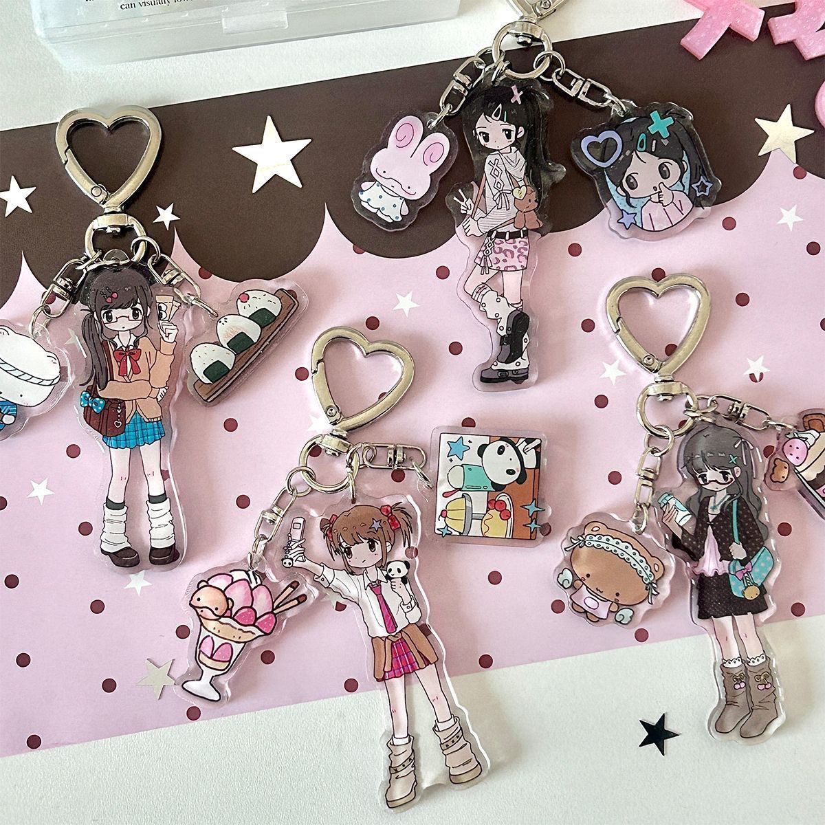 귀여운 소녀 미적 아크릴 전화 액세서리 아크릴 키 체인 - Phone Accessories Toys 리뷰 및 가격
