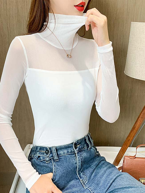 2025년 봄 여성용 탄성 레이스 셔츠 긴팔 통기성 메 - Phone Accessories On Top 리뷰 및 가격
